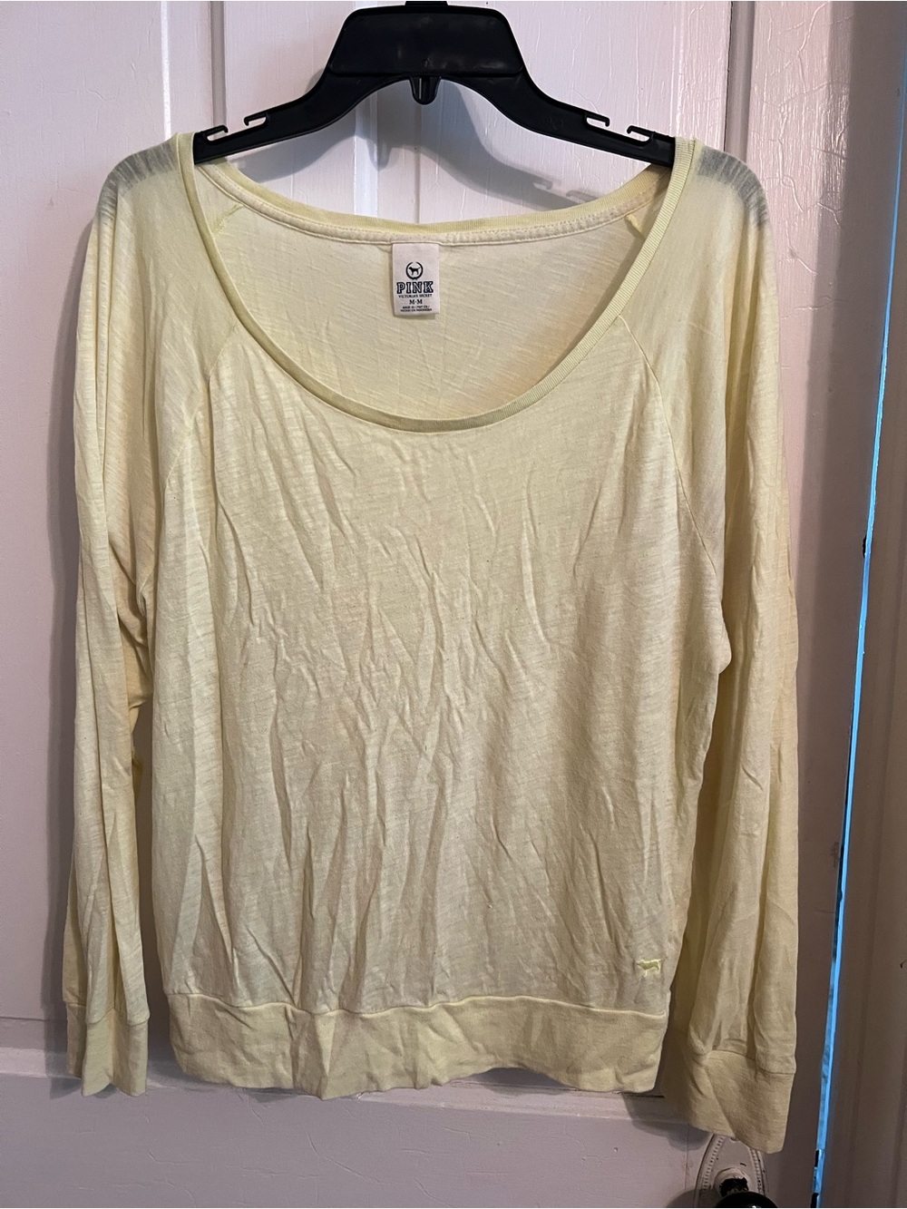 PINK Victoria's Secret Lightweight Long Sleeve Tee in Pale Yellow